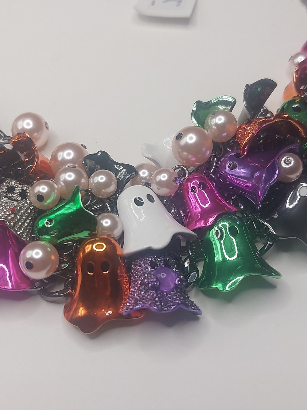 Betsey Johnson Halloween Colorful Ghosts Chunky Bib Statement Necklace - Picture 10 of 16